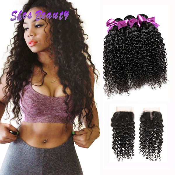 New Arrivel Malaysian Curly Virgin Human Hair 3 Bundles With Colosure Unprocessed Malaysian Deep Wave Curly Virgin Hair Extensions