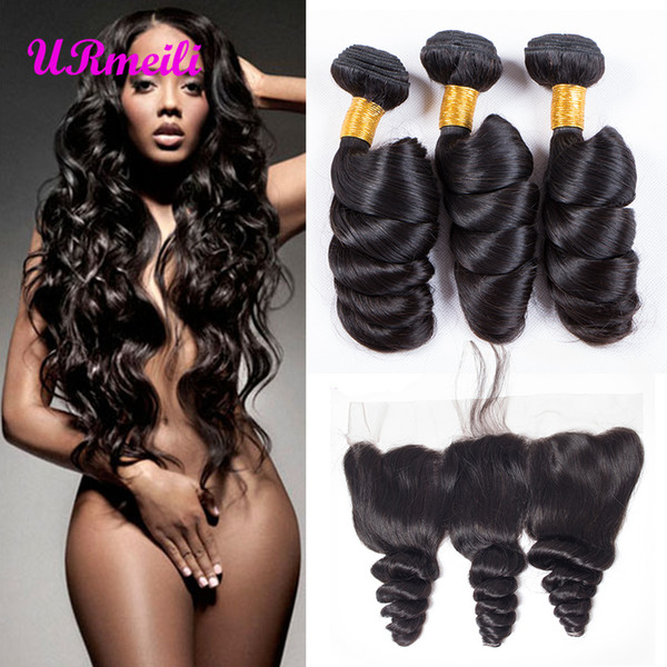 Loose Wave human hair bundles with lace frontal 9a Brazilian Virgin Remy Hair Bundles DHgate loose wave human hair bundles with lace frontal