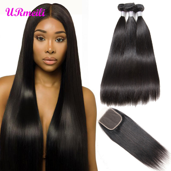 Brazilian Straight Bundles With Lace Closure 10A Grade brazilian virgin hair bundles with closures DHgate alibaba Cheveux vierges brésiliens