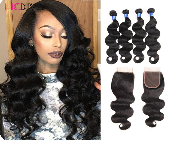 Brazilian Human Hair lace Closure Body Wave Unprocessed Remy Hair Bundles Virgin Brazilian Indian Malaysian Peruvian Human Hair Extensions