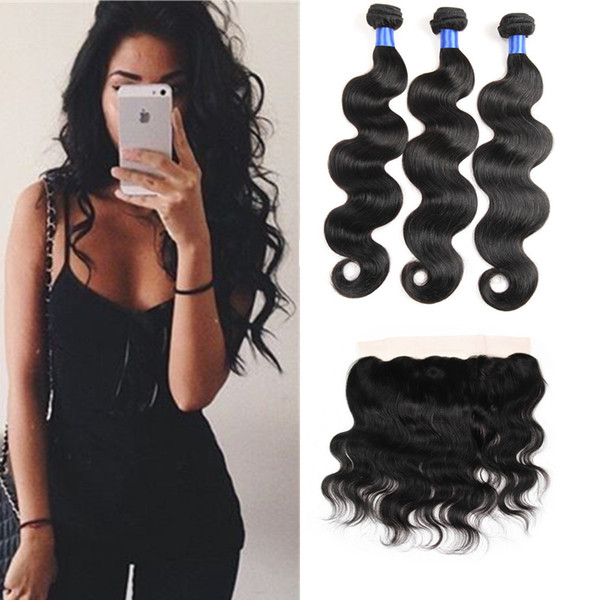 8A Mink 13*4 Lace Frontal Closure Hairline Brazilian Virgin Human Hair with 3 Bundles Ear to Ear Lace Frontal Baby Hair Thick