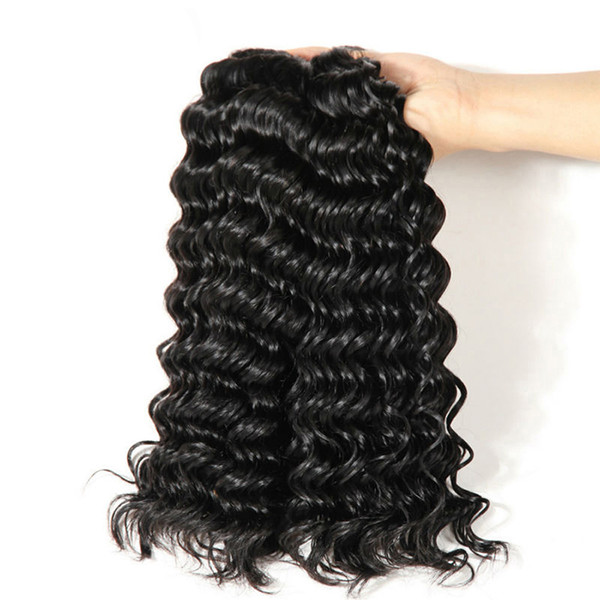 Deep Wave Bundles With Closure Brazilian Hair Weave 3 Bundles Human Hair with Closure Non Remy Hair Extensions