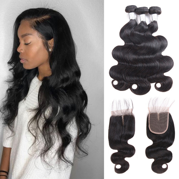 U CAN HAIR Body Wave Brazilian Hair Weave 3 Bundles With Lace Closure Remy Human Hair