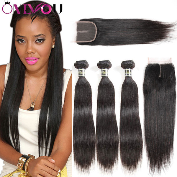 10A Nature Black Straight Peruvian Human Hair 3 Bundles with 4*4 Closure or 13*4 Lace Frontal Unprocessed Virgin Hair Extensions Vendors