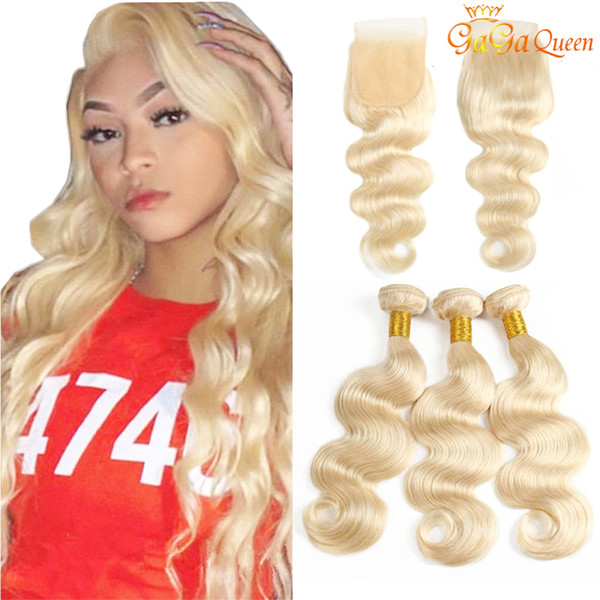 Brazilian Body Wave Hair With Closure 613 Human Hair Bundles With Lace Closure Brazilian Body Wave