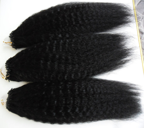 Kinky Straight Micro bead extensions 300g micro loop human hair extensions 300s Coarse Yaki Micro Ring Links hair extensions