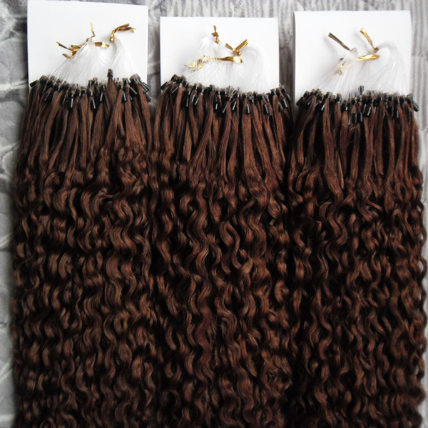 kinky curly Micro Loop Hair Extensions 300s Human virgin Hair curly Pro-bonded Micro-Loop Micro Rings Links Hair Extension 18