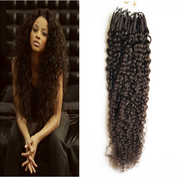 8A Kinky Curly Micro Loop Hair Extensions 18