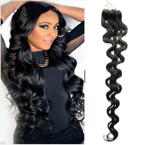 Micro Loop Hair Extension Brazilian Remy Virgin Body Wave Micro Ring Hair 100g Natural Black Micro Loop Human Hair Extensions