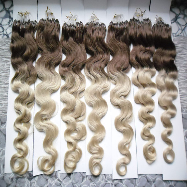 T2/613 Micro loops hair extensions 700g Ombre hair extension micro beads body wave extension cheveux humain loops 1g