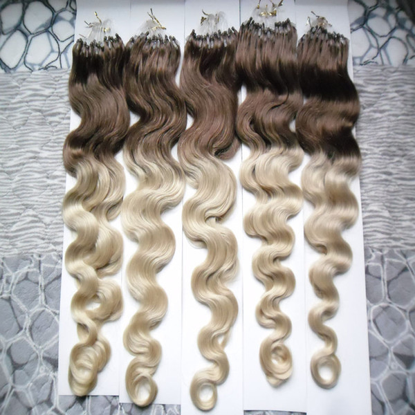 8A Brazilian Virgin Remy Hair Body Wave 500g 500s T/613 Two Tone Micro Loop Hair Extensions Ombre Hair Extension Micro Loop