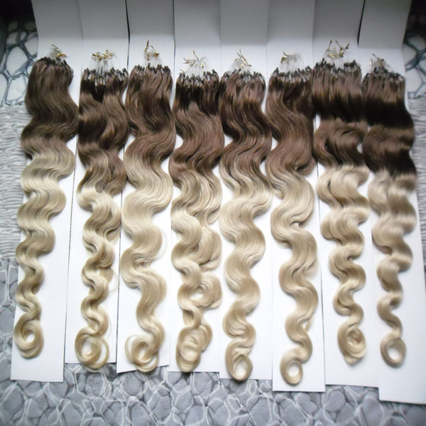 Ombre Brazilian Micro Nano Loop Ring Hair 800G Body Wave T2/613 Hair Extensions micro 1G Virgin Micro Ring Hair Extensions