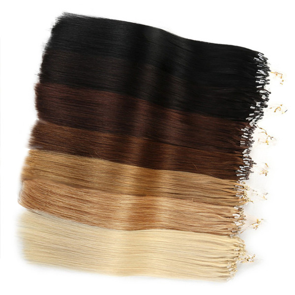 Micro Loop Links Hair Extension Nano Rings 100% Remy Human Hair 100s 50g Bleach Blonde #613 Silky Straight Black Brwon 14 to 24inch