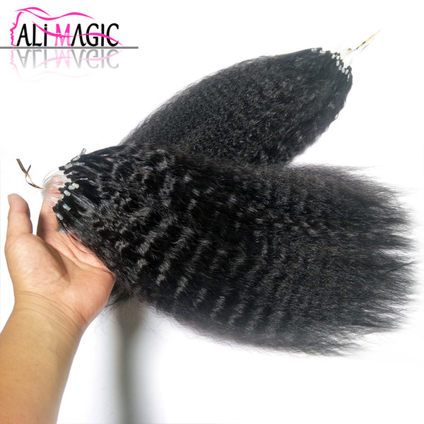 Factory Direct Kinky Curly Micro Loop Hair Extension 70g 100g/lot 100s #1B Black #4 #6 brown #27 #613 blonde 12-26inch