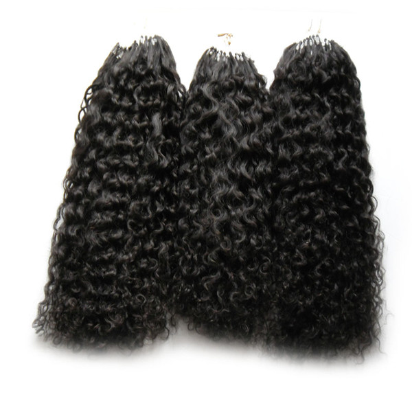 New Virgin Mongolian Afro Kinky Curly Hair 300s Apply Natural Hair Micro Link Hair Extensions Human 300g Micro Bead Extensions