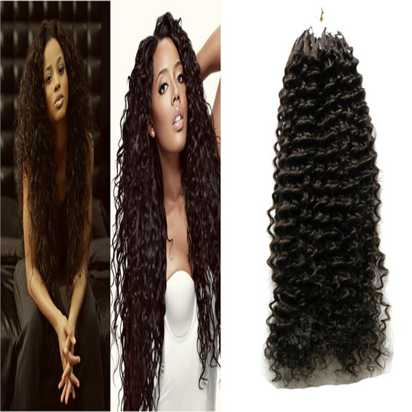 100Pcs Kinky Curly Hair Micro Bbead Extensions Micro Link Hair Extensions Human 100g Virgin Loop Extensions Hair Extension With Rings