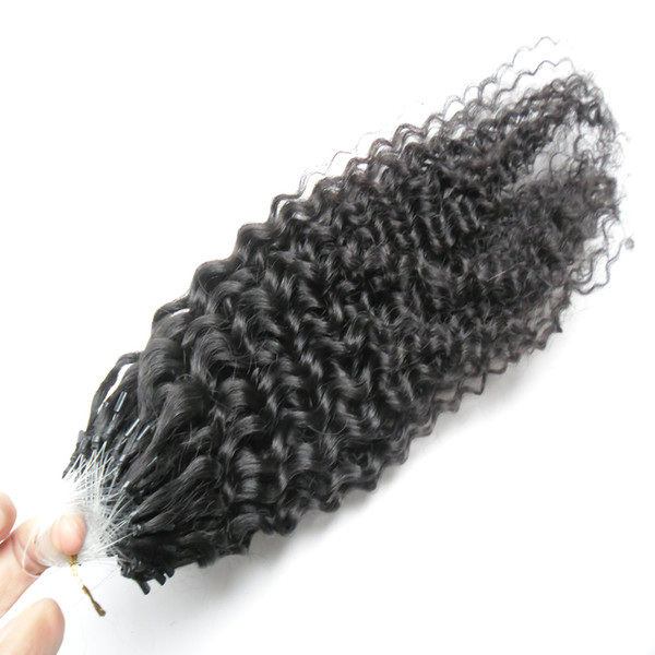 100g Micro Ring Hair Extensions deep curly 1g/Stand 100pieces Machine Made Remy Micro Bead Hair Loop Human Hair