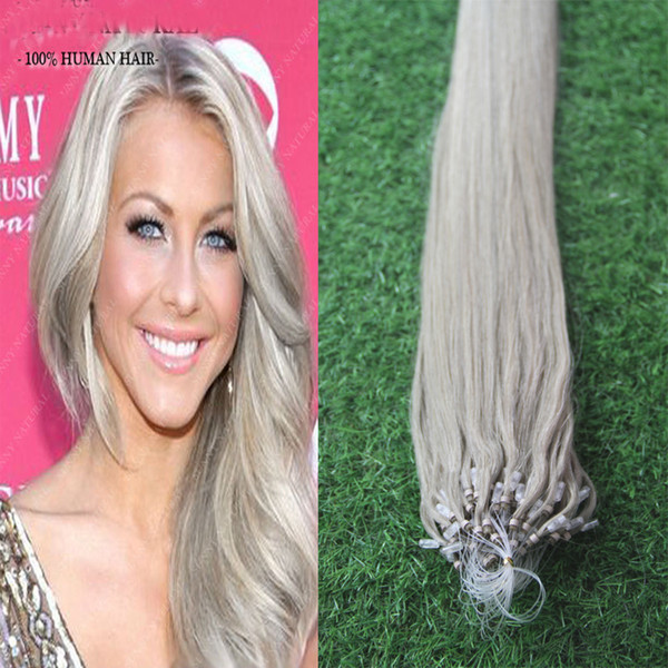 Silver Hair Extensions 100g Machine Made Remy Micro Loop Ring 100% Human Hair Extension 1g/Stand micro loop human hair extensions