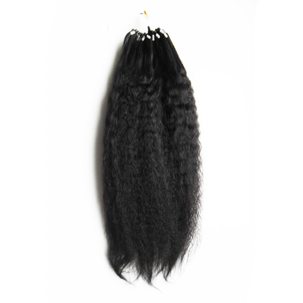 Coarse Yaki Loop Human Hair Grade 8a+ Micro Loop Ring Hair Extensions Human Hair Bundles Yaki Straight Extensions 100g/pc 10