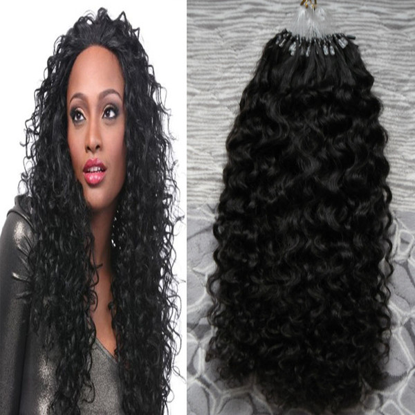 Human hair extensions Afro kinky curly 7a micro loop brazilian extensions 100g brazilian kinky curly micro bead hair extensions 100s