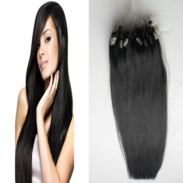 Jet Black Brazilian Micro Ring Loop Hair Extensions 100g/pc Micro Loop Human Hair Extensions