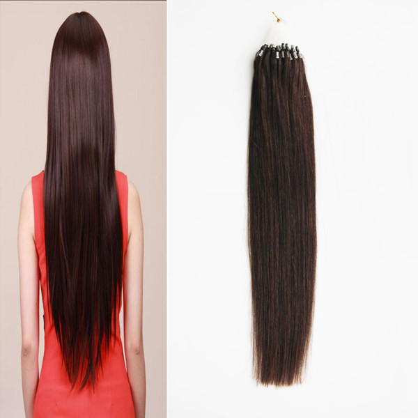 #2 Darkest Brown Micro Loop Human Hair Extensions 50g Loop Ring Links Remy Straight 100% Real Hair 50 strands