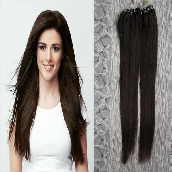 Micro Ring Hair Dark Brown unprocessed virgin brazilian hair 200g straight micro loop human hair extensions