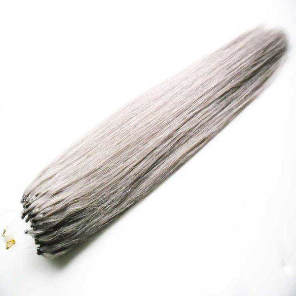 Silver grey brazilian micro ring loop hair extensions 100g micro link human hair extensions Straight micro bead hair extensions 100s