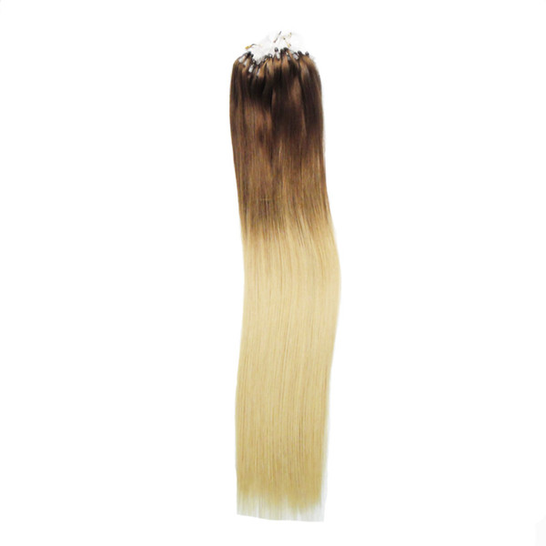 ombre human hair extensions grade 8a straight micro loop human hair extensions 100g/pc 10