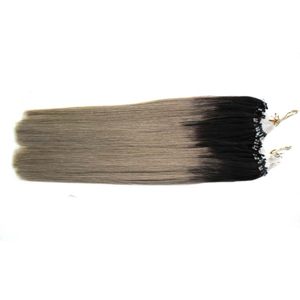 Ombre human hair sticks 200g brazilian virgin hair Straight T1B/Gray silver micro loops hair extensions 1g/s 200s