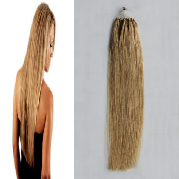 #12 Light Golden Brown Straight Loop Micro Ring Hair 1g/strand 50s/pack 50g micro loop human hair extensions 4b 4c