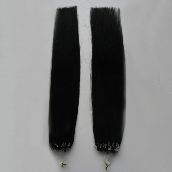 Micro loop human hair extensions 200s Straight Black micro ring loop hair extensions 200g micro loop hair extensions