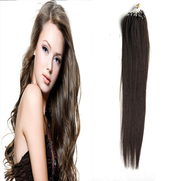 Brazilian Virgin Hair 100% Real Hair Remy Straight Micro Loop Hair Extensions 100g Darkest Brown 100s