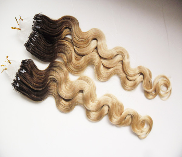 Ombre Micro Ring Hair Extension grade 8a Body Wave micro loop human hair extensions 200g/pc 10