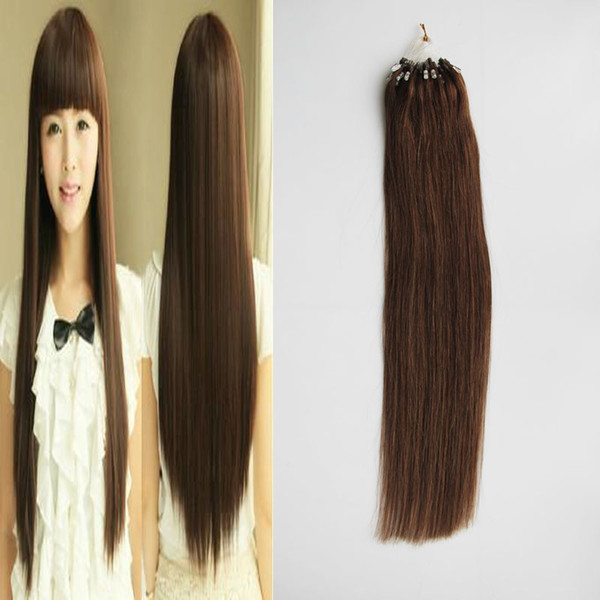 #6 Medium Brown Straight Loop Micro Ring Hair 1g/strand 50s/pack 50g Apply Natural Hair Micro Link Hair Extensions Human 4b 4c