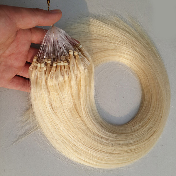 Micro Loop Hair Extensions Remy Human Hair Extensions Peruvian Straight Virgin Hair Platinum Blonde Factory The Lowest Price Micro Loops