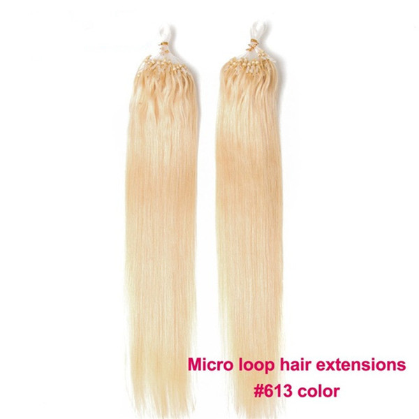 ELIBESS Hair -Micro Loop Ring Hair Straight 0.5g/strand 200s Non-Remy Brazilian Human Hair Extensions#1B#2#4#27#613