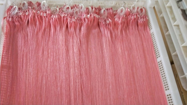 ELIBESS Hair -Micro Ring Hair Extension 0.5g/strand 300strands/lot Sraight Wave Pink Color Pre-bonde Eropean Human Hair