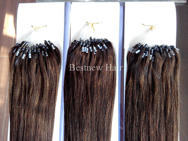 LUMMY Micro Ring/Loop 100% INDIAN Human Hair Extensions Color #2 Darkest Brown 1G/S 100G/Pack Silk Straight