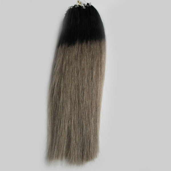 100g ash Blonde Hair Extensions 1B/Gray Silver ombre Micro Human Hair Extensions 100S Apply Natural Micro Link Hair Extensions Human