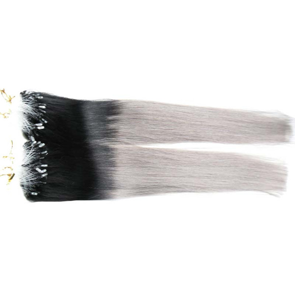 Micro Loop Brazilian Extensions 200G micro loop hair extensions 1g T1B/gray Ombre human hair Micro Bead Hair Extensions 1g/s