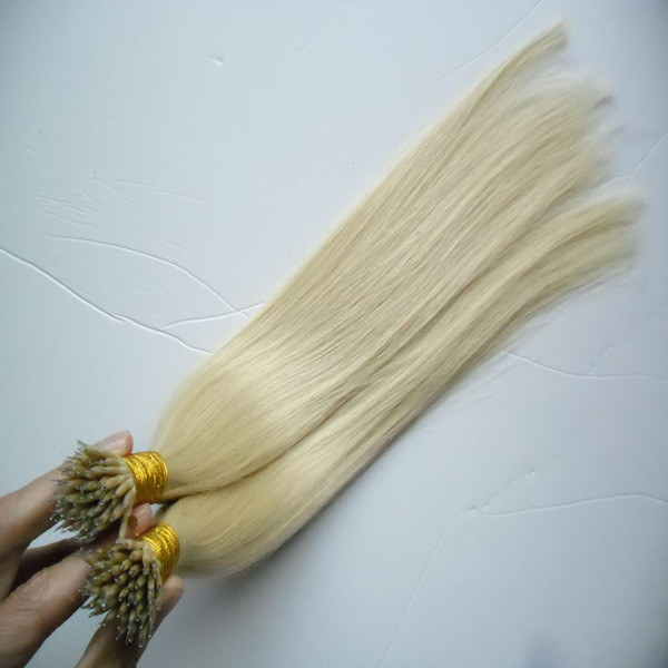 8 A Blonde Straight Micro Beads None Remy Nano Ring Links Human Hair Extensions 100G Micro Beads Human Hair Extensions