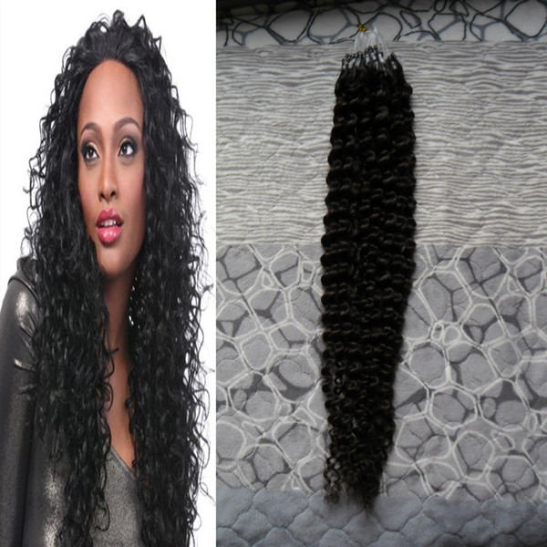 Brazilian Kinky Curly Hair Micro Link Hair Extensions Human 1 bundles 10