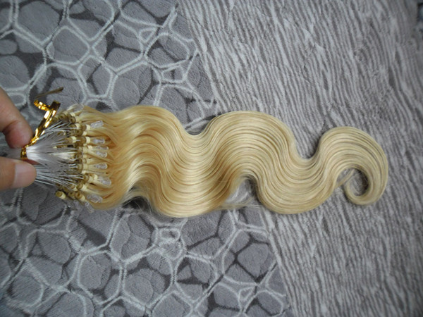 Body Wave Micro Ring Human Hair Extensions 100g Blonde 1g/strand 100g Micro Loop Hair Extensions Human Micro Link Human Hair Extensions