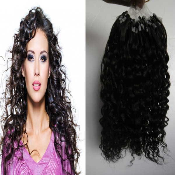 Unprocessed virgin brazilian kinky curly hair micro loop ring hair extensions 100G brazilian micro ring loop hair extensions