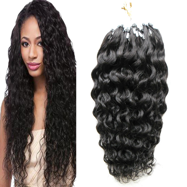 Brazilian Virgin Remy Hair 100g 100s deep Curly Cheap Micro Loop Hair Extensions black Micro Ring Wave Hair Extension