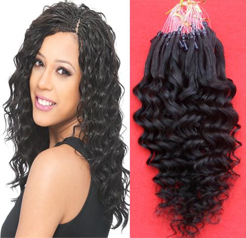 Micro bead extensions 100g 100s micro loop human hair extensions Black kinky curly Micro Ring Hair Extension