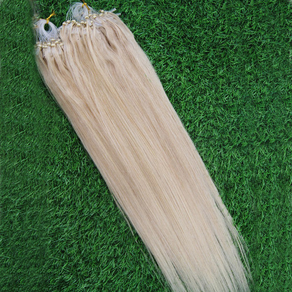 Blond 7a Micro Loop Brazilian Extensions 100g 100s Micro Loop Hair Extensions Straight Micro links Hair Extension Human 16