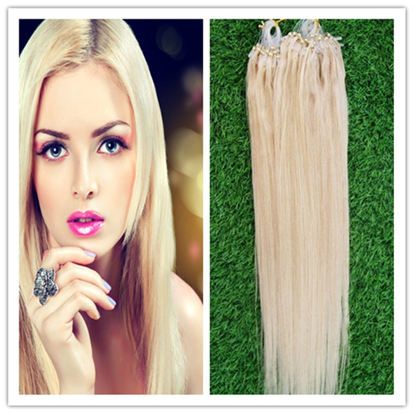 Micro loop human hair extensions Straight hair micro loop ring hair extensions Blonde brown BLACK 100g/pc Human Micro Bead Links Remy