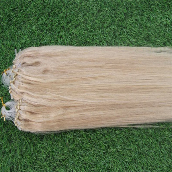 613 Bleach blonde Brazilian micro ring loop hair extensions 100g/pc 100% Human Micro Bead Links Machine Made Remy Hair Extension